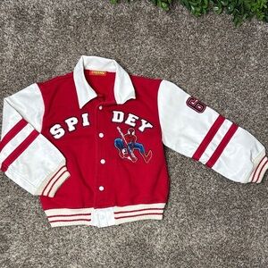 Marvel SpiderMan toddler boy varsity jacket embroidered "SPIDEY"